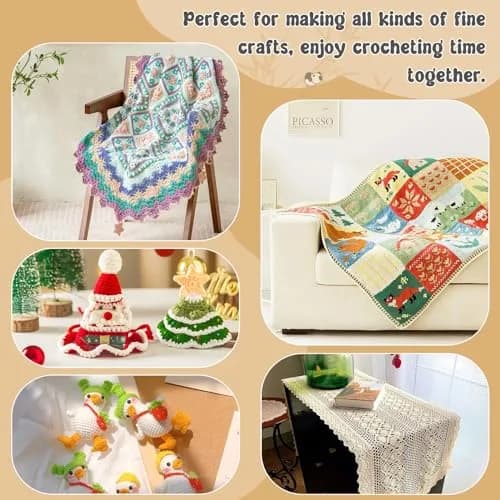 Katech Crochet Hook Set for Beginners, 10 Sizes, Ergonomic Wooden Handles | Durable Stainless Steel, Ideal for Fine Work thumbnail 6