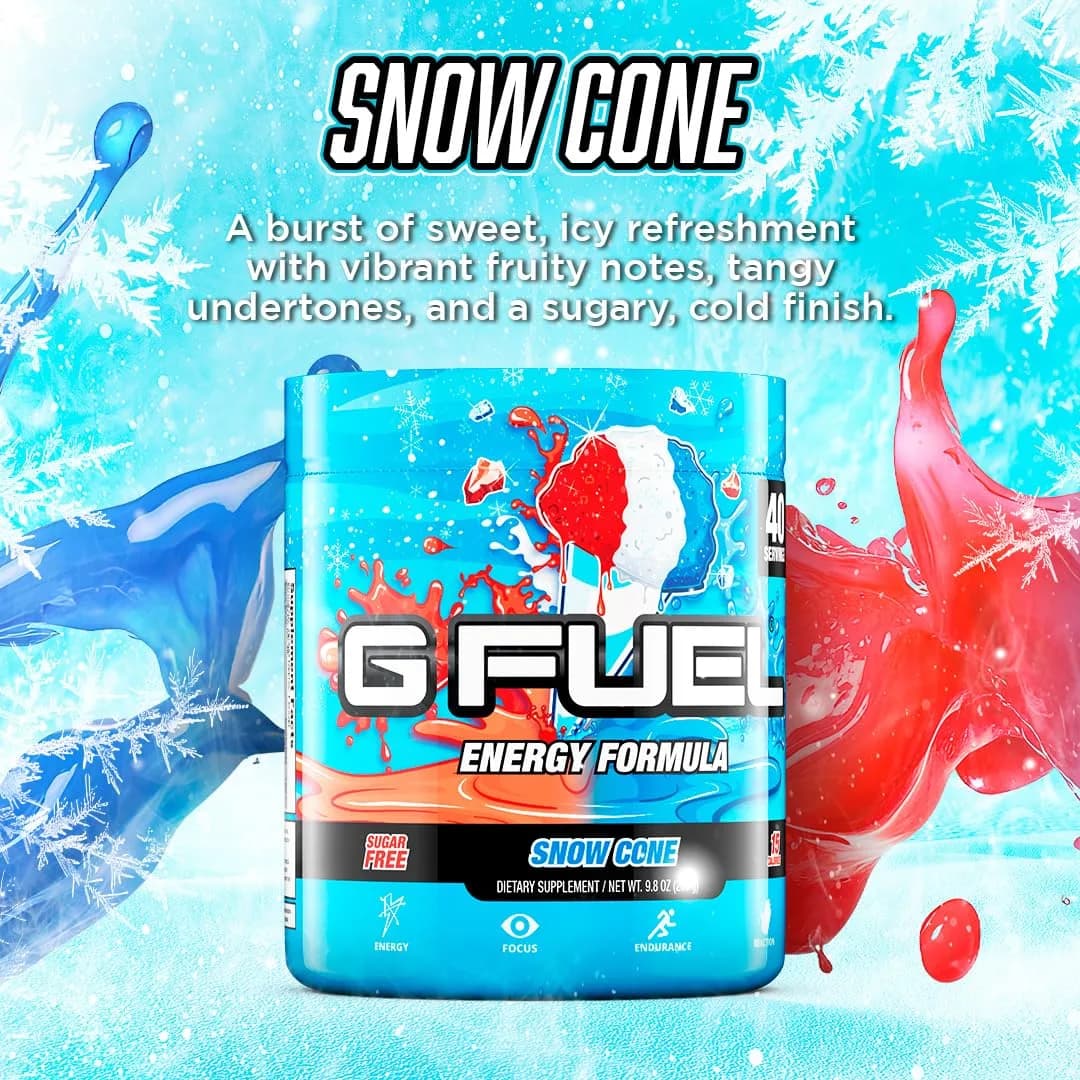 G Fuel Snow Cone Energy Drink Powder 9.9oz | Sugar-Free Focus & Antioxidants thumbnail 5