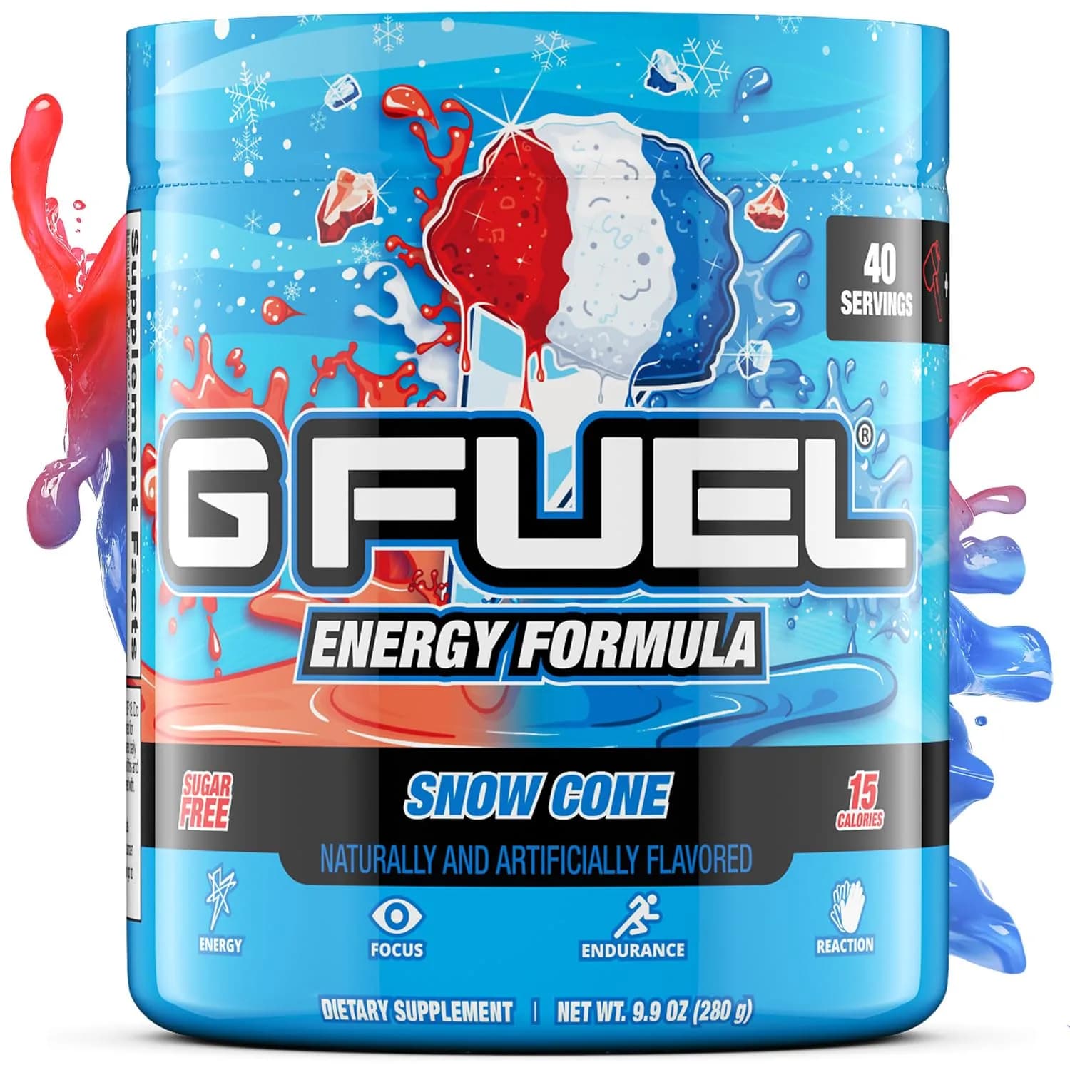 G Fuel Rainbow Sherbet Sugar Free Energy Drink Powder | Focus & Antioxidants, 9.9oz — Snow Cone