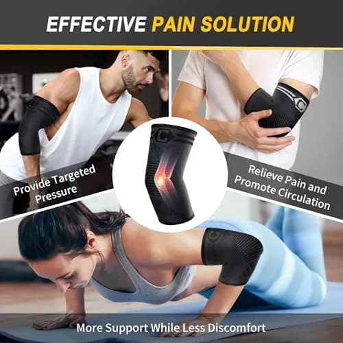 CAMBIVO Elbow Brace Compression Sleeve 2 Pack, Tennis & Golfer's Elbow Support, Large (20cm/7.8in) thumbnail 7
