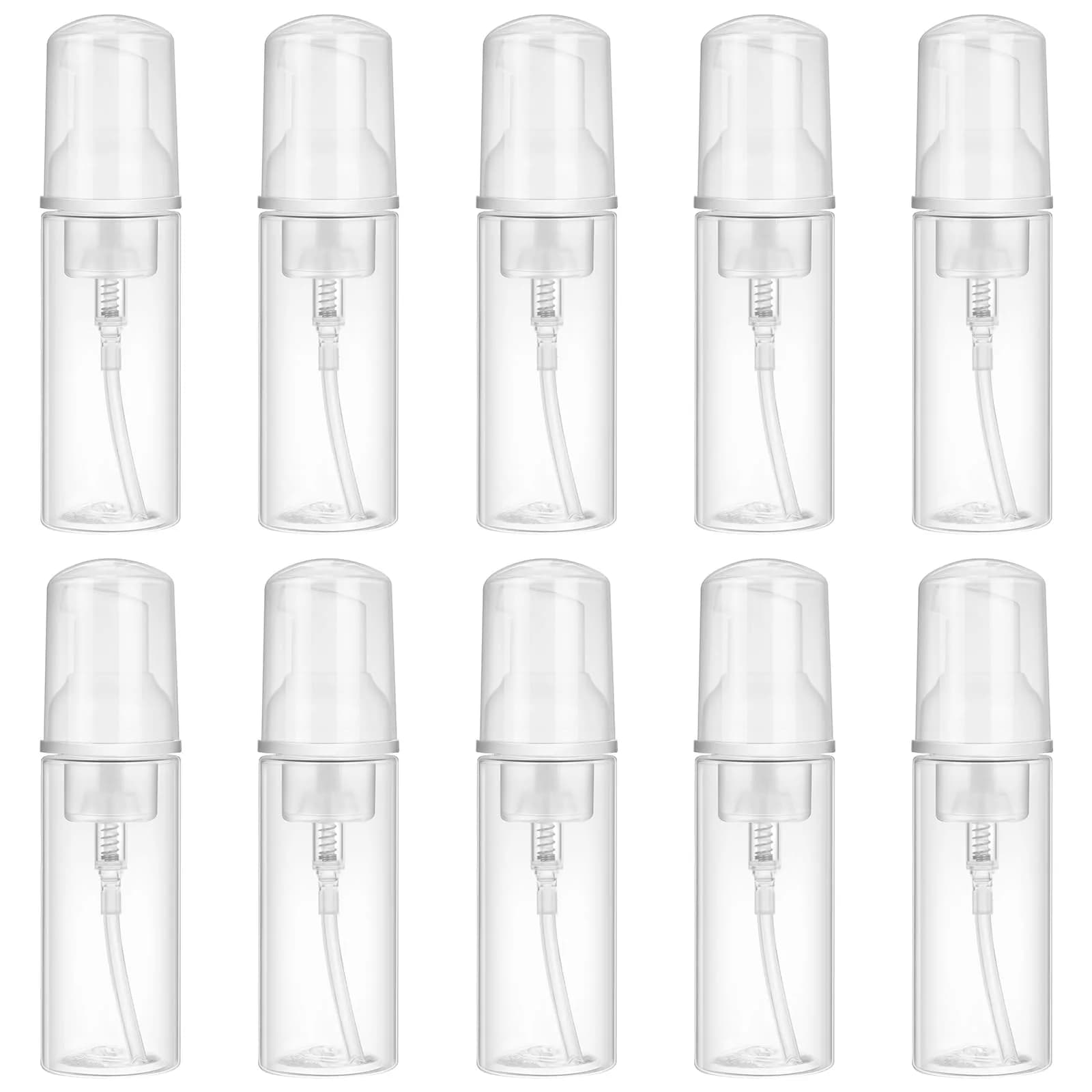 JIUZHU 10 Pcs 2oz (60ml) Clear PET Foaming Soap Pump Bottles | BPA-Free for Travel & Cosmetics - main product image
