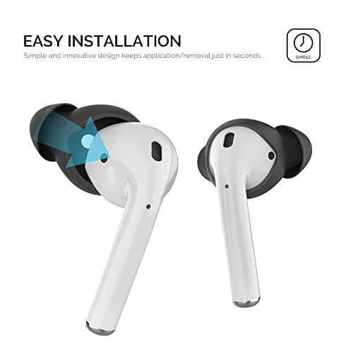 AHASTYLE Black Silicone Ear Tips for AirPods & EarPods, 4 Pairs (2 Large, 2 Small) | Passive Noise Reduction & Bass Enhancement thumbnail 4