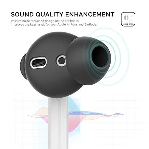 AHASTYLE Black Silicone Ear Tips for AirPods & EarPods, 4 Pairs (2 Large, 2 Small) | Passive Noise Reduction & Bass Enhancement thumbnail 3
