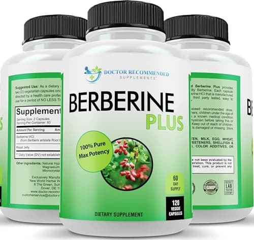 DOCTOR RECOMMENDED SUPPLEMENTS Berberine Plus 1200mg | 120 Veggie Capsules with Royal Jelly for Healthy Support thumbnail 1