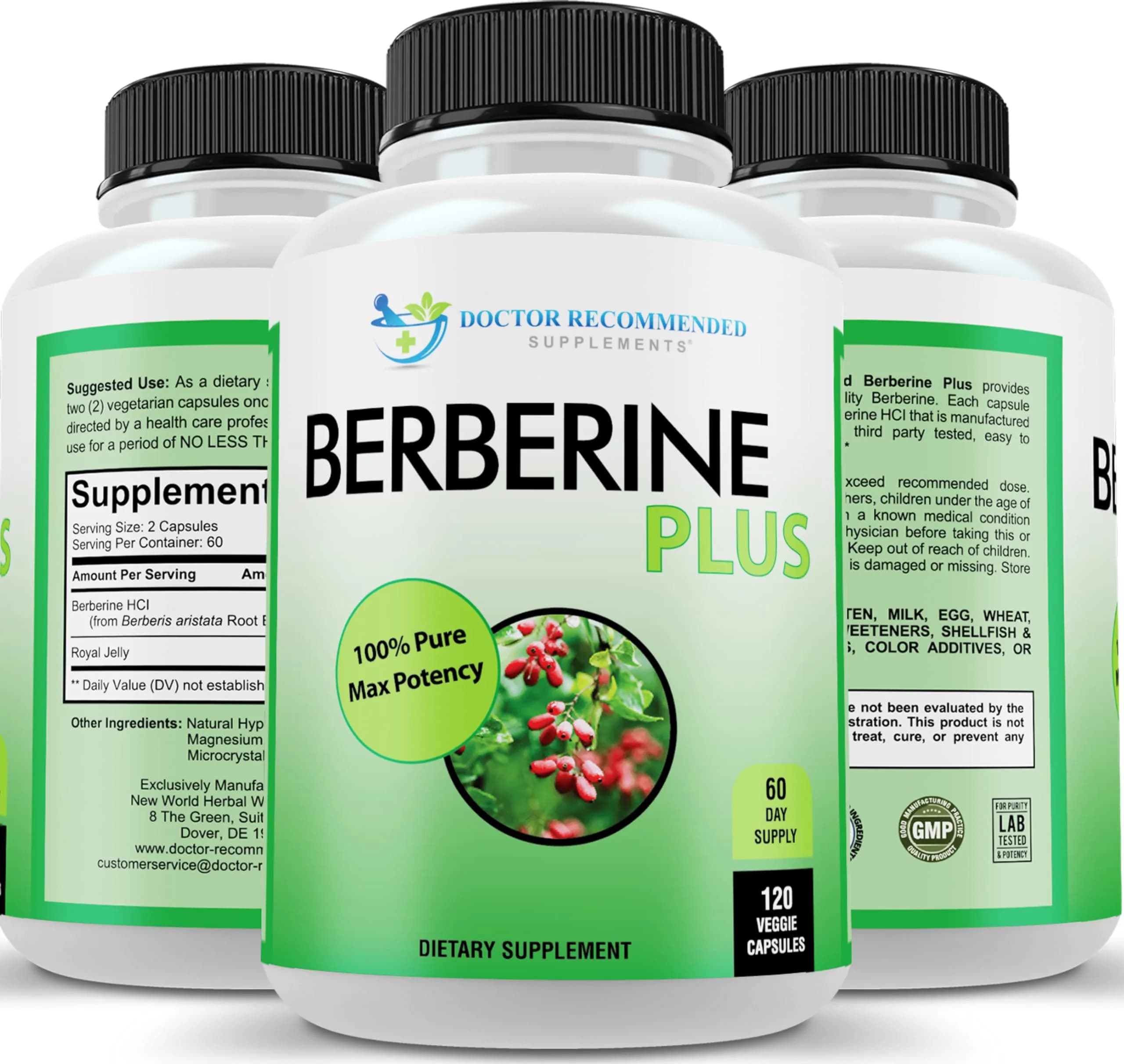 DOCTOR RECOMMENDED SUPPLEMENTS Berberine Plus 1200mg | 120 Veggie Capsules with Royal Jelly for Healthy Support