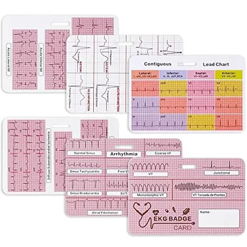 Lisol EKG Badge Card Paramedic Nurse ECG Reference Tool 3.54×2.36 inches | Waterproof PVC thumbnail 1