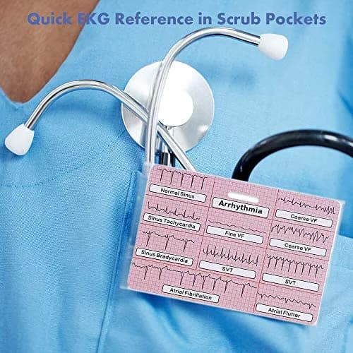Lisol EKG Badge Card Paramedic Nurse ECG Reference Tool 3.54×2.36 inches | Waterproof PVC thumbnail 6