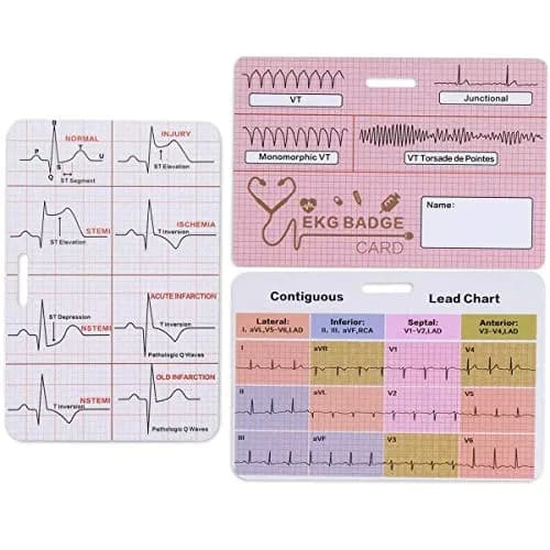 Lisol EKG Badge Card Paramedic Nurse ECG Reference Tool 3.54×2.36 inches | Waterproof PVC thumbnail 7