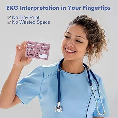 Lisol EKG Badge Card Paramedic Nurse ECG Reference Tool 3.54×2.36 inches | Waterproof PVC thumbnail 2