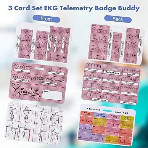 Lisol EKG Badge Card Paramedic Nurse ECG Reference Tool 3.54×2.36 inches | Waterproof PVC thumbnail 3