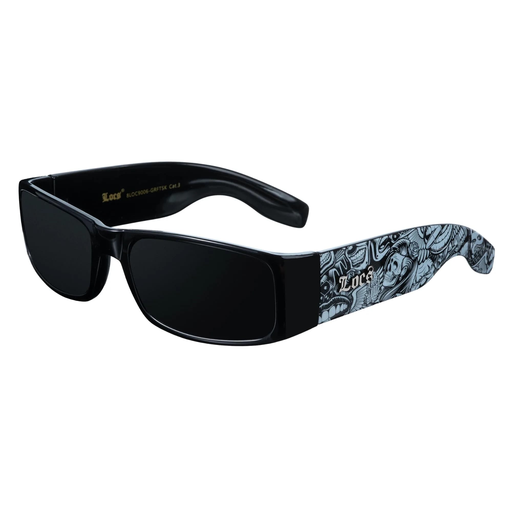 Locs Hardcore Black 0103 Sunglasses | UV400 Protection, Black Graffiti Frame - main product image