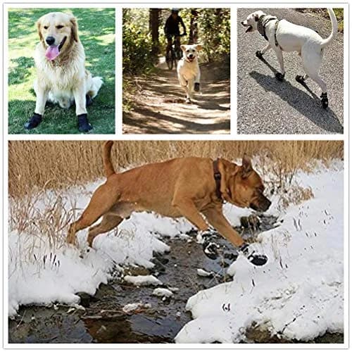 PK.ZTopia Waterproof Dog Boots Size 7 3.15"x2.95" (Black, 4PCS) | Rugged Anti-Slip Sole for Outdoor Adventures thumbnail 6