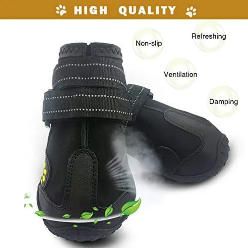 PK.ZTopia Waterproof Dog Boots Size 7 3.15"x2.95" (Black, 4PCS) | Rugged Anti-Slip Sole for Outdoor Adventures thumbnail 3