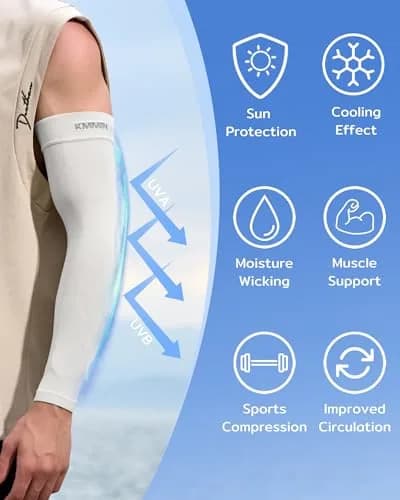 KMMIN Arm Sleeves UV Protection Sleeves for Men & Women | UPF 50 Sunblock, Cooling & Breathable (Middle) thumbnail 2
