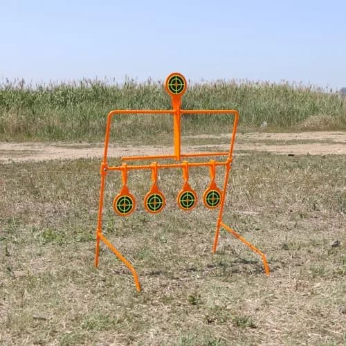 Highwild .22 Caliber Auto Resetting Steel Target with 2.5" Shooting Plates | Neon Orange thumbnail 7