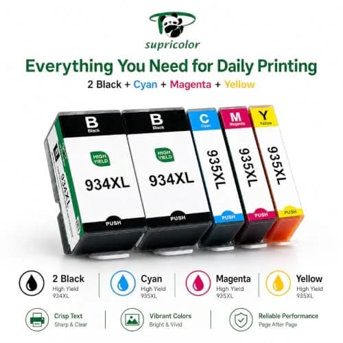 Supricolor 934XL 935XL Ink Cartridges 5 Pack (2 Black, 1 Cyan, 1 Magenta, 1 Yellow) | High Yield Replacement for HP OfficeJet Pro Printers thumbnail 4