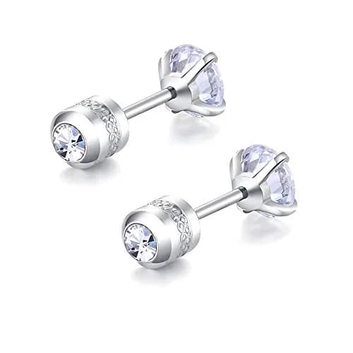 Comelyjewel 5 Pairs Stud Earrings Set 6mm | Hypoallergenic Stainless Steel CZ Studs thumbnail 6