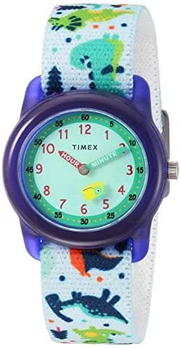 Timex Boys TW7C77300 Time Machines White/Dinosaurs Elastic Fabric Strap Watch | Water-Resistant 30m thumbnail 1