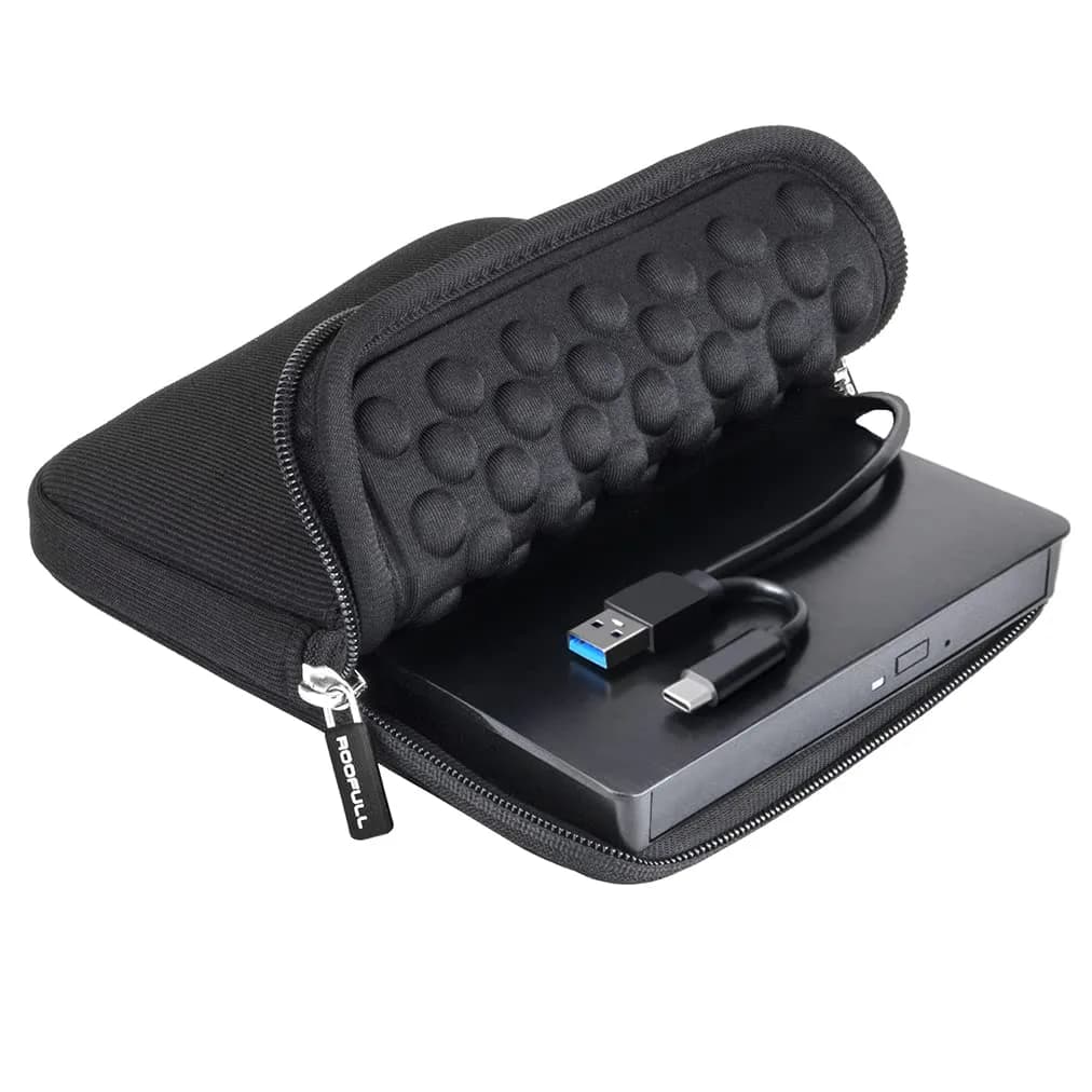 ROOFULL External CD DVD Drive with USB 3.0 Type-C Hub & SD Card Reader, 15.6cm (5.5in) | Reads & Burns CDs/DVDs, Expands Laptop Ports — 5.8" x 5.61" x 0.63"