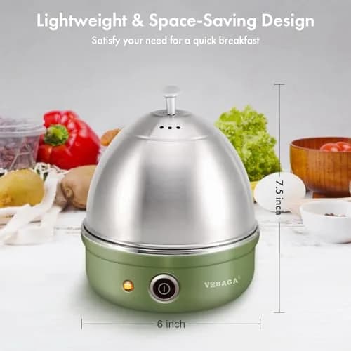 VOBAGA Electric Egg Cooker Retro Green 1.04 kg (2.2 lb) | Rapid Boiler for 7 Eggs, Steamed Veggies & Dumplings thumbnail 4
