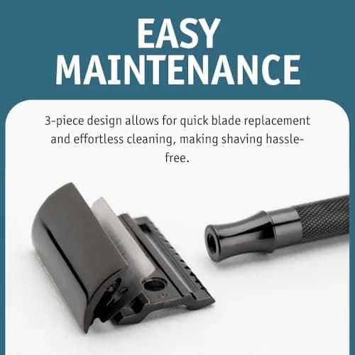 MERKUR 23B Double Edge Safety Razor - Black Long Knurled Brass Handle | German Craftsmanship, Plastic-Free thumbnail 5