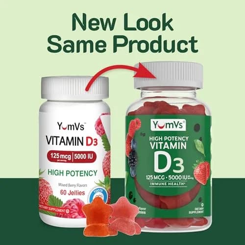 YUM-V'S Vitamin D3 Gummies 120 Count | 5000 IU Berry Vegetarian Supplement with Immune & Bone Support thumbnail 8