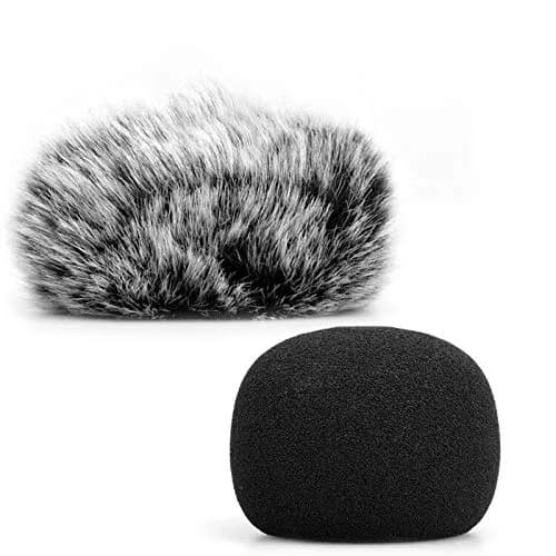 ChromLives Microphone Windscreen Combo Pack: Furry Muff + Foam Cover for Zoom H1/H1n Recorders | 2-Piece Set thumbnail 1
