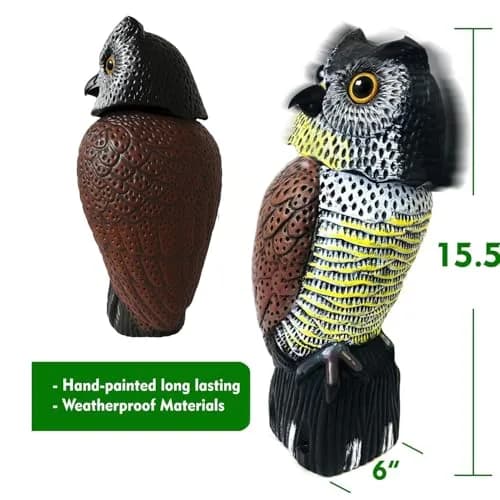 GiftExpress 16" Large Owl Decoy with Rotating Head | Realistic Garden Bird & Squirrel Deterrent for Outdoor Yard & Garden Protection thumbnail 3