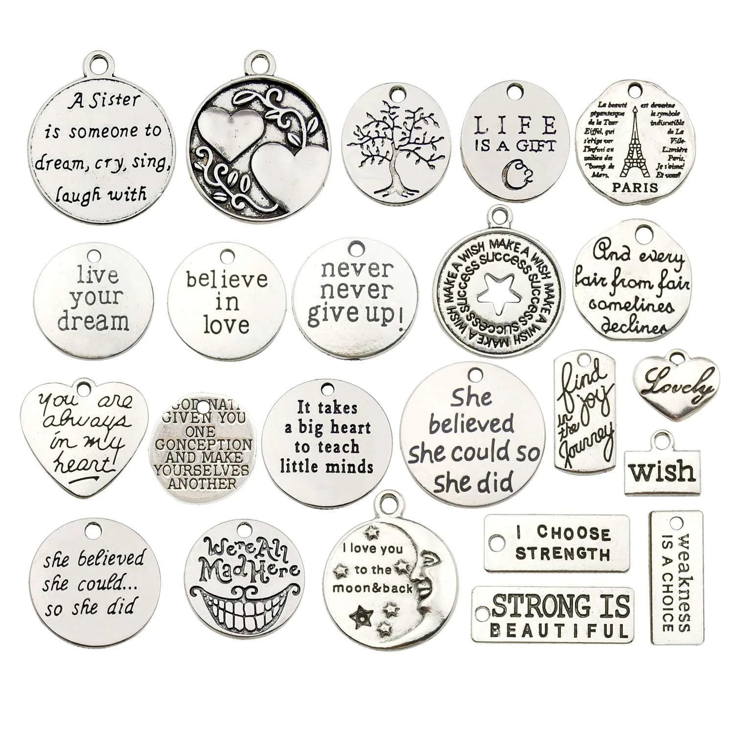 WOCRAFT Charm 7-30mm | Inspirational Message Beads for Jewelry Crafting
