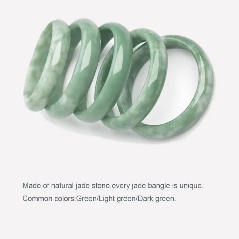 Zimlove Natural Jade Bangle Bracelet for Women 60mm | Classic Retro Chinese Style Green Hand Jade thumbnail 4