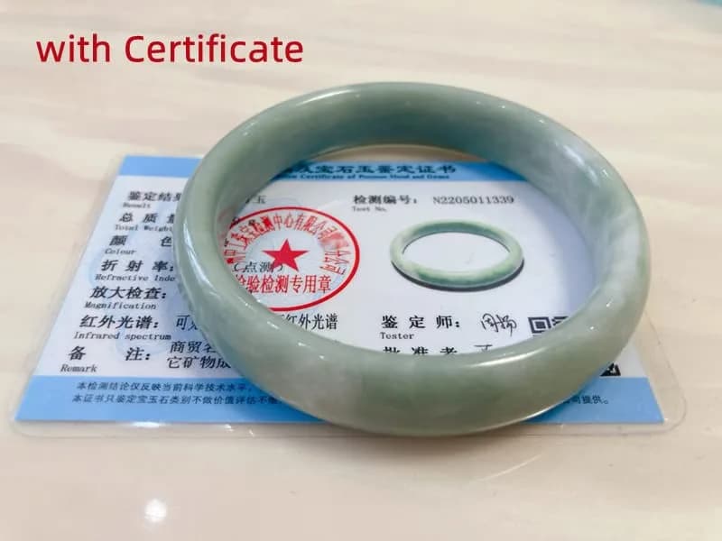 Zimlove Natural Jade Bangle Bracelet for Women 60mm | Classic Retro Chinese Style Green Hand Jade thumbnail 5