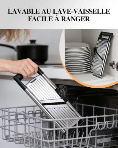MASTERTOP Adjustable Mandoline Food Slicer, Stainless Steel Vegetable Cutter with 5 Blades | Safe Kitchen Tool for Salads & Chips thumbnail 5