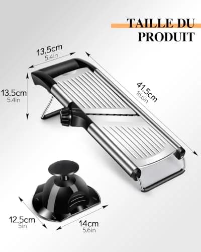 MASTERTOP Adjustable Mandoline Food Slicer, Stainless Steel Vegetable Cutter with 5 Blades | Safe Kitchen Tool for Salads & Chips thumbnail 2