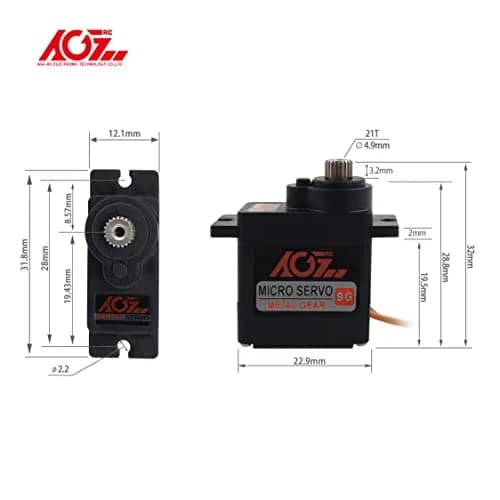 AGFRC B11DLS 2.8kg Micro RC Servo Kit, 2-Pack | High Precision Digital Servos for RC Vehicles thumbnail 4