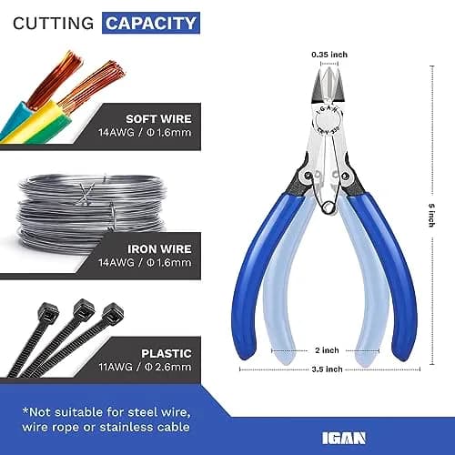 IGAN-330 Wire Flush Cutters 5''x5 | Precision Electronic Model for Jewelry & Electronics thumbnail 2