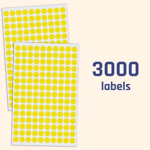 TownStix 3000 Pack, 0.375" Round Dot Stickers Circle Labels - Yellow | Self-Adhesive, Paper, 3/8 inch thumbnail 3