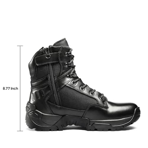 NORTIV 8 Men's Black Side Zipper Tactical Work Boots 9 US (42 EU) | Genuine Leather Ankle-High Protection thumbnail 2