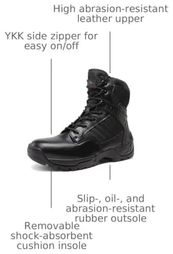 NORTIV 8 Men's Black Side Zipper Tactical Work Boots 9 US (42 EU) | Genuine Leather Ankle-High Protection thumbnail 3