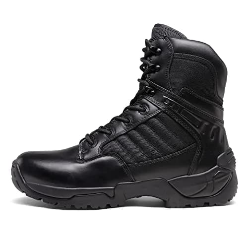 NORTIV 8 Men's Black Tactical Work Boots with Side Zipper, 8 US (26.1 cm) thumbnail 5