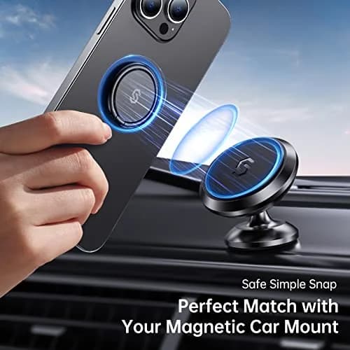 SYNCWIRE Phone Ring Holder Stand 2 Pack Black+Black | 360° Rotation Finger Ring Kickstand with Polished Metal Grip for Magnetic Car Mount thumbnail 6