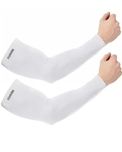 KMMIN UV Protection Arm Sleeves (2-Pack, White) | UPF 50+ Sunblock for Cycling, Basketball, Driving thumbnail 1