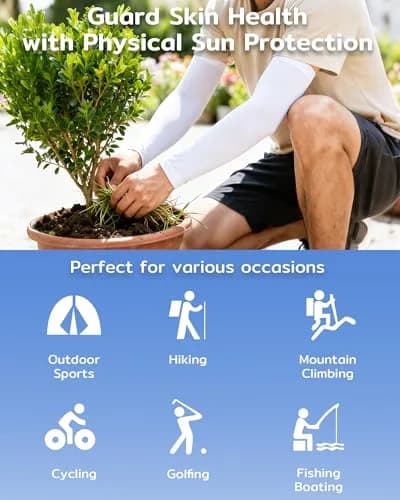 KMMIN UV Protection Arm Sleeves (2-Pack, White) | UPF 50+ Sunblock for Cycling, Basketball, Driving thumbnail 7