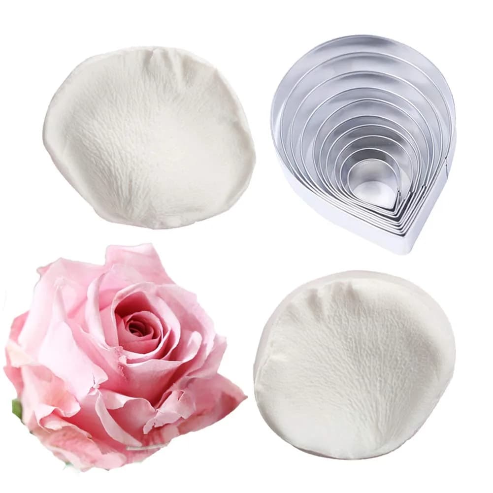 KALAIEN Leaf Petal Veiner Gum Paste Mold 2.5" | Food-Grade Silicone for Cake & Chocolate Decor — Rose Set(12pcs)