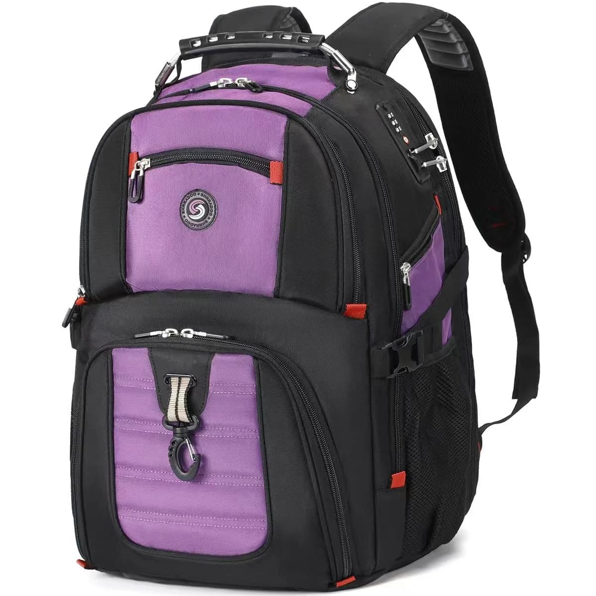 SHRRADOO Extra Large Travel Laptop Backpack for Men, Work College Backpacks | 50L Capacity, Fits 17 Inch Laptops — Purple