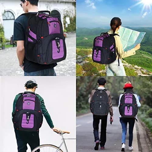 SHRRADOO Large Travel Laptop Backpack for Women, Work College Backpacks with Combination Lock, 50L Capacity, Purple thumbnail 6