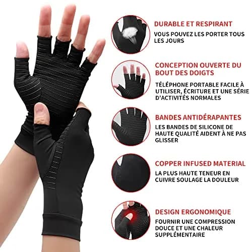 Waxden Copper Compression Arthritis Gloves for Hand Swelling & Pain Relief, Fingerless, Small | 1 Pair thumbnail 2
