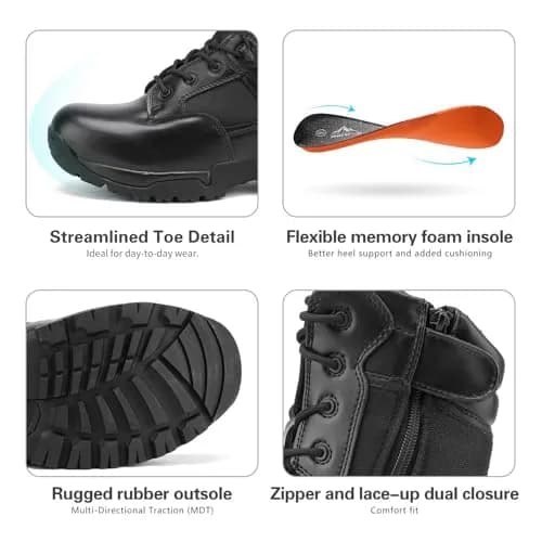 NORTIV 8 Men's Military Tactical Work Boots Side Zip 9 | Light-Duty Hiking & Outdoor Support thumbnail 4