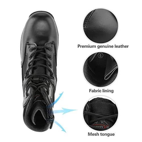 NORTIV 8 Men's Military Tactical Work Boots Side Zip 9 | Light-Duty Hiking & Outdoor Support thumbnail 3