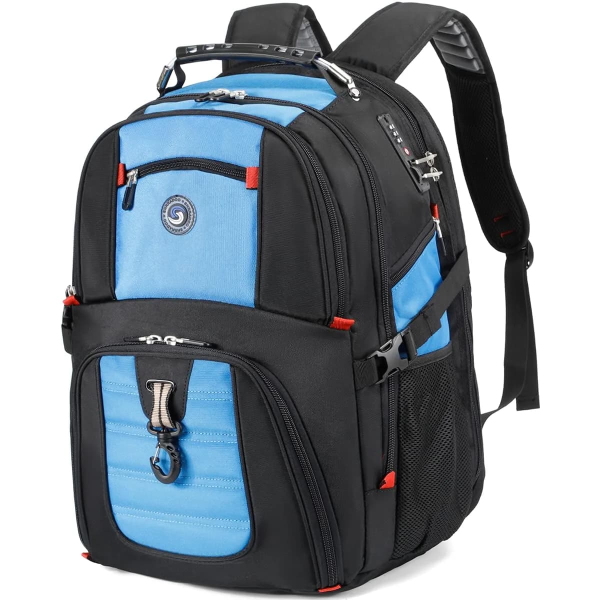 SHRRADOO Extra Large Travel Laptop Backpack for Men, Work College Backpacks | 50L Capacity, Fits 17 Inch Laptops — Blue