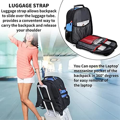 SHRRADOO Large Travel Laptop Backpack for Women, Work College Backpacks | 50L Capacity, Water-Resistant, Fits 17 Inch Laptops thumbnail 4